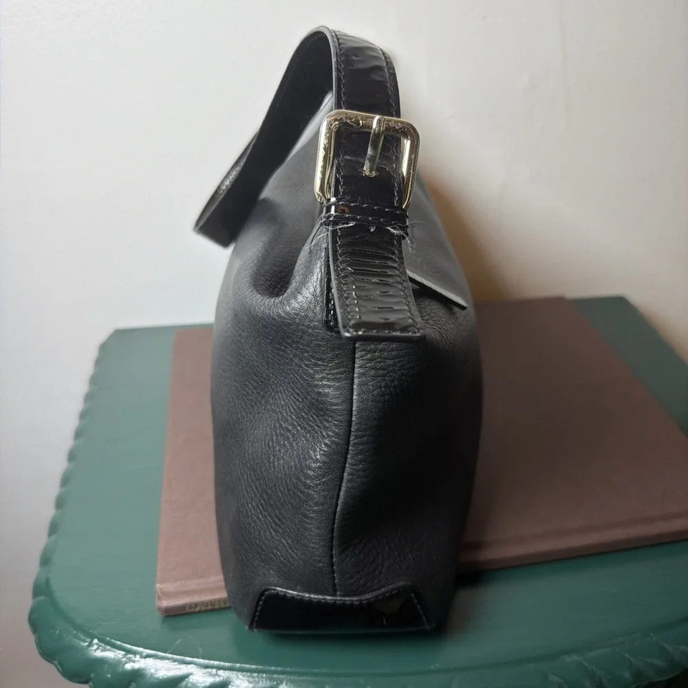 Vintage Kate Spade Shoulder Bag Black Genuine Leather Purse Patent Leather